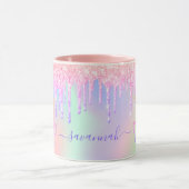 Einhornrosa holografische Tropfen Tasse (Zentrum)