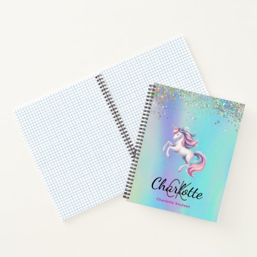 Einhornrosa lila holografische Rückkehr zur Schule Notizblock (Innenseite)