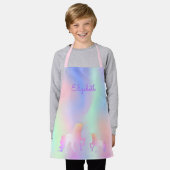 Einhornrosa lila Minzgrün, holografischer Name Schürze (Getragen)