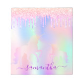 Einhornrosa lila Tropfen holografisch Notizblock (Vorderseite)