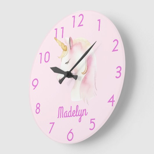 Einhornrosa Name Große Wanduhr (Winkel)