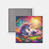 Einhornruhen in einem lebendigen verzauberten Wald Magnet (Vorderseite/Rückseite)