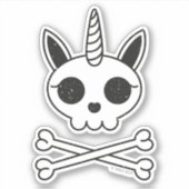 Einhornschädel und Kreuzknochen Aufkleber (Vorderseite)