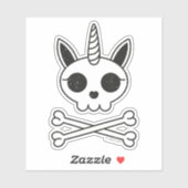 Einhornschädel und Kreuzknochen Aufkleber (Blatt)