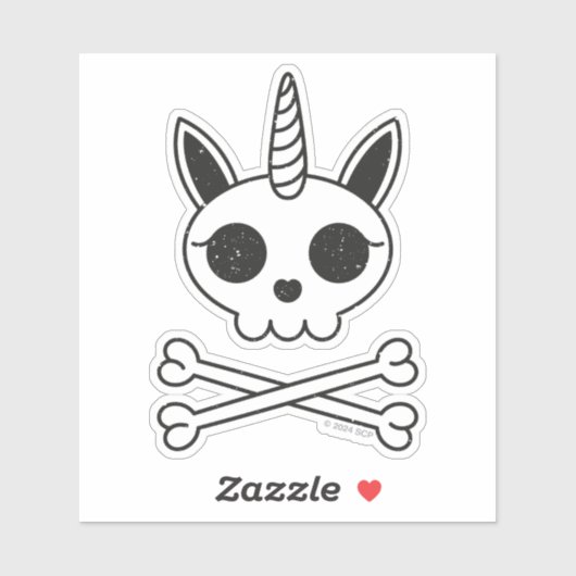 Einhornschädel und Kreuzknochen Aufkleber (Blatt)