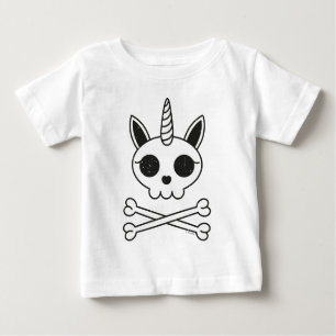 Einhornschädel und Kreuzknochen Baby T-shirt