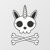 Einhornschädel und Kreuzknochen Fensteraufkleber (Blatt)