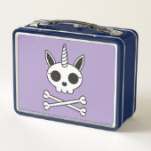 Einhornschädel und Kreuzknochen Metall Brotdose (Rückseite)