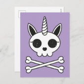 Einhornschädel und Kreuzknochen Postkarte (Vorne/Hinten)