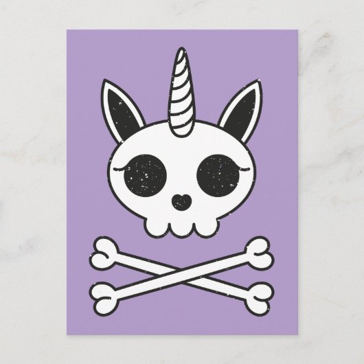 Einhornschädel und Kreuzknochen Postkarte (Vorderseite)
