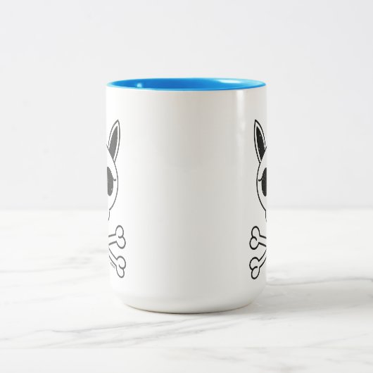 Einhornschädel und Kreuzknochen Zweifarbige Tasse (Mittel)