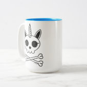 Einhornschädel und Kreuzknochen Zweifarbige Tasse (Vorderseite Links)