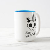 Einhornschädel und Kreuzknochen Zweifarbige Tasse (VorderseiteRechts)