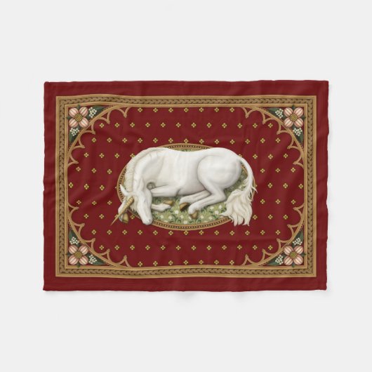 Einhornschlafen Rotes Mittelalter Fleecedecke (Vorderseite (Horizontal))