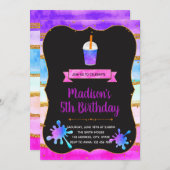 Einhornschleim und Frappuccino Einladung zum Gebur (Vorne/Hinten)