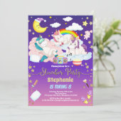 Einhornschlummer Party Geburtstagsleepover Einladung (Stehend Vorderseite)