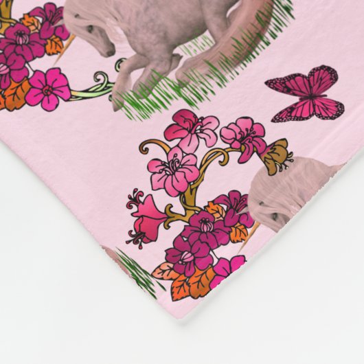 Einhornschmetterlinge und Blume Fleecedecke (Ecke)