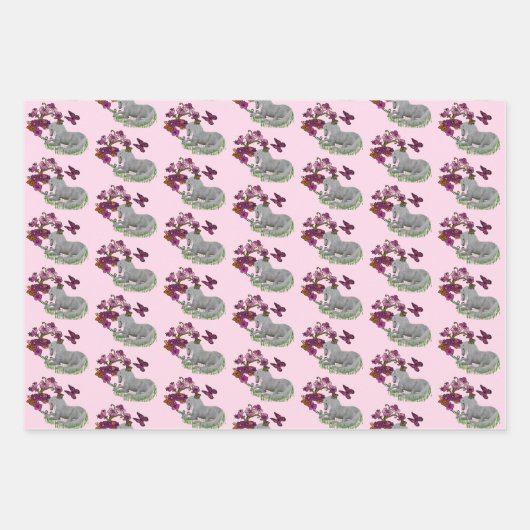 Einhornschmetterlinge und Blume Geschenkpapier Set (Vorderseite 3)