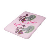 Einhornschmetterlinge und Blume Personalisiert Badematte (Schrägansicht)