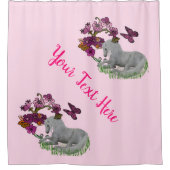 Einhornschmetterlinge und Blume Personalisiert Duschvorhang (Vorderseite)