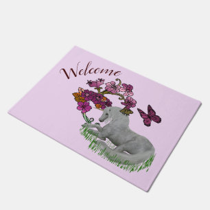 Einhornschmetterlinge und Blume Personalisiert Fußmatte