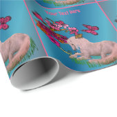 Einhornschmetterlinge und Blume Personalisiert Geschenkpapier (Rolleneckpunkt)