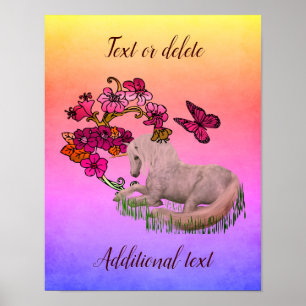 Einhornschmetterlinge und Blume Personalisiert Poster