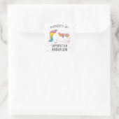 Einhornschulische Versorgung oder Eigentum von Auf Quadratischer Aufkleber (Tasche)