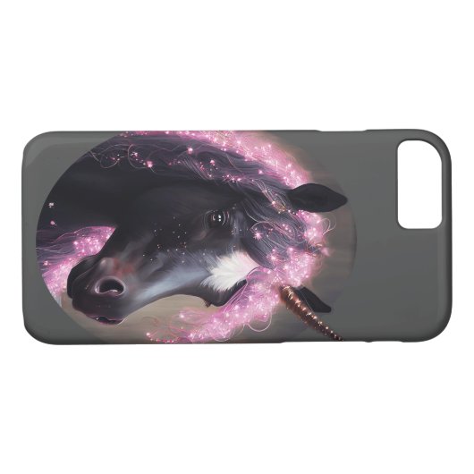 Einhornschwarz-rosa Fantasiewesen Case-Mate iPhone Hülle (Rückseite (Horizontal))