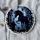 Einhornschwarze Magic Fairy im Dunklen Wald Button (Beispiel)