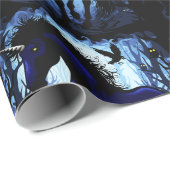 Einhornschwarze Magic Fairy im Dunklen Wald Geschenkpapier (Rolleneckpunkt)