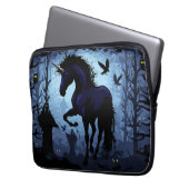 Einhornschwarze Magic Fairy im Dunklen Wald Laptopschutzhülle (Vorderseite Links)