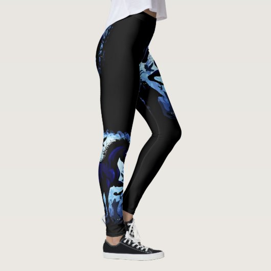 Einhornschwarze Magic Fairy im Dunklen Wald Leggings (Rechts)