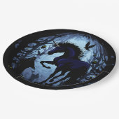 Einhornschwarze Magic Fairy im Dunklen Wald Pappteller (Schrägansicht)