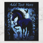Einhornschwarze Magic Fairy im Dunklen Wald Weinetikett (Einzelnes Label)