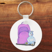 Einhornsitze mit lila Schulrucksack Schlüsselanhänger (Vorderseite)
