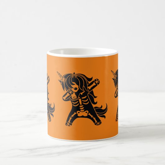 Einhornskelett Halloween-Schwarz Kaffeetasse (Mittel)