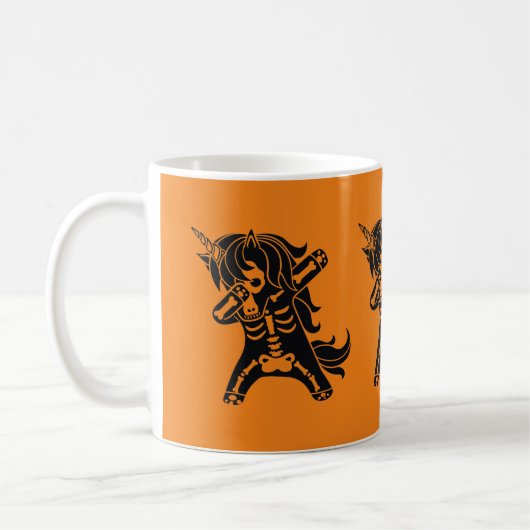 Einhornskelett Halloween-Schwarz Kaffeetasse (Links)