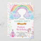 Einhornsleepover Geburtstagseinladung Einladung (Vorne/Hinten)