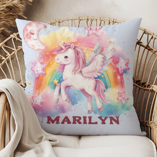 Einhornstähle und Regenbogen Kissen