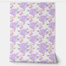 Einhorntapete in Rose-Rosa-Fuchia-Tapete Tapete