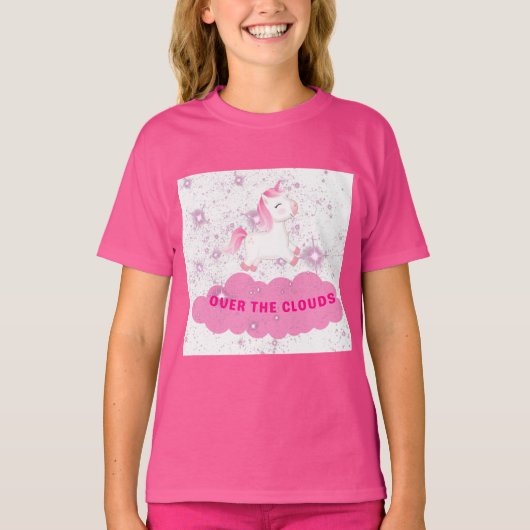 Einhornter T - Shirt mit einem Einhorn, der über e (Vorderseite)