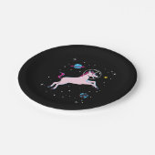 Einhorntiere im All Pappteller (Schrägansicht)