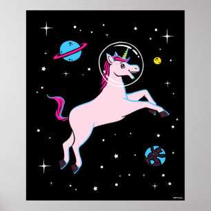 Einhorntiere im All Poster