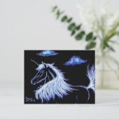 Einhornträume blau postkarte (Stehend Vorderseite)