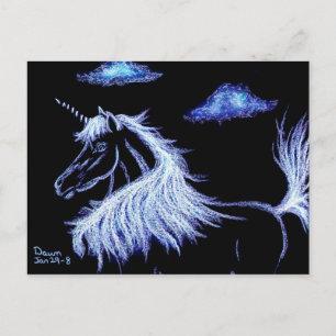 Einhornträume blau postkarte