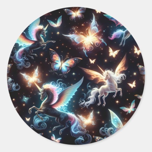 Einhornträume Runder Aufkleber (Vorderseite)