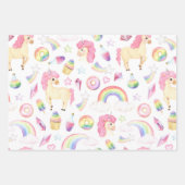 Einhornumhüllungspapier Set aus 3 Flachfolien Geschenkpapier Set (Vorderseite)