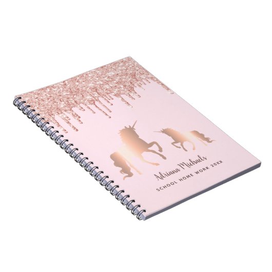 Einhornvergoldeter Glitzer, rosa Monogramm Notizblock (Rechte Seite)