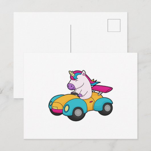 Einhornwagen Postkarte (Vorne/Hinten)